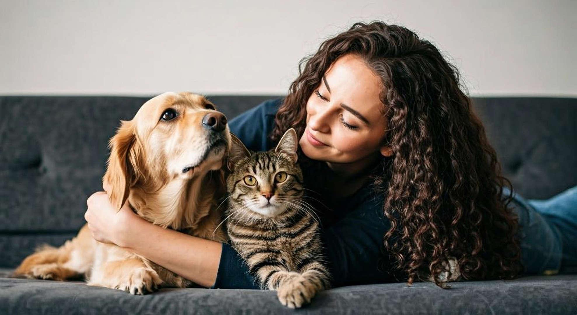 Person with dog and cat