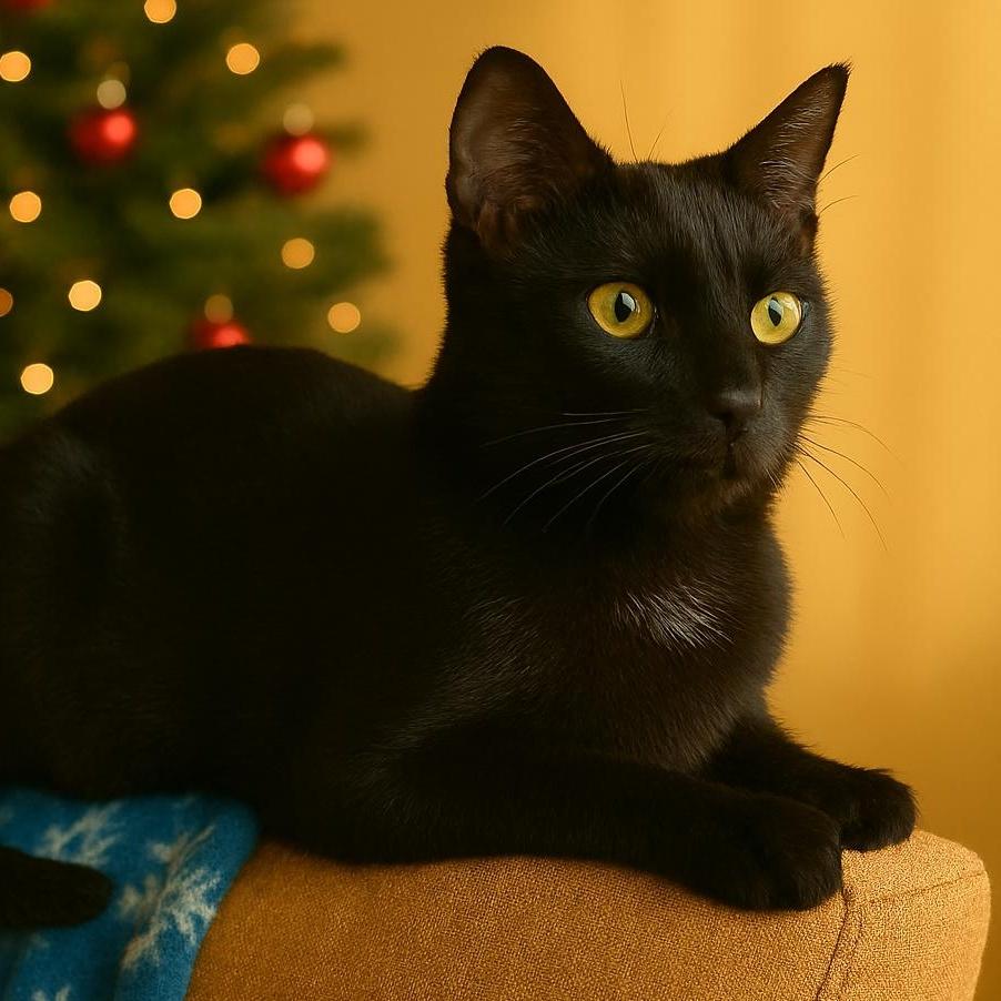 An adult small-sized female Black Domestic Short Hair cat named Della for adoption in Bloomfield, NJ
